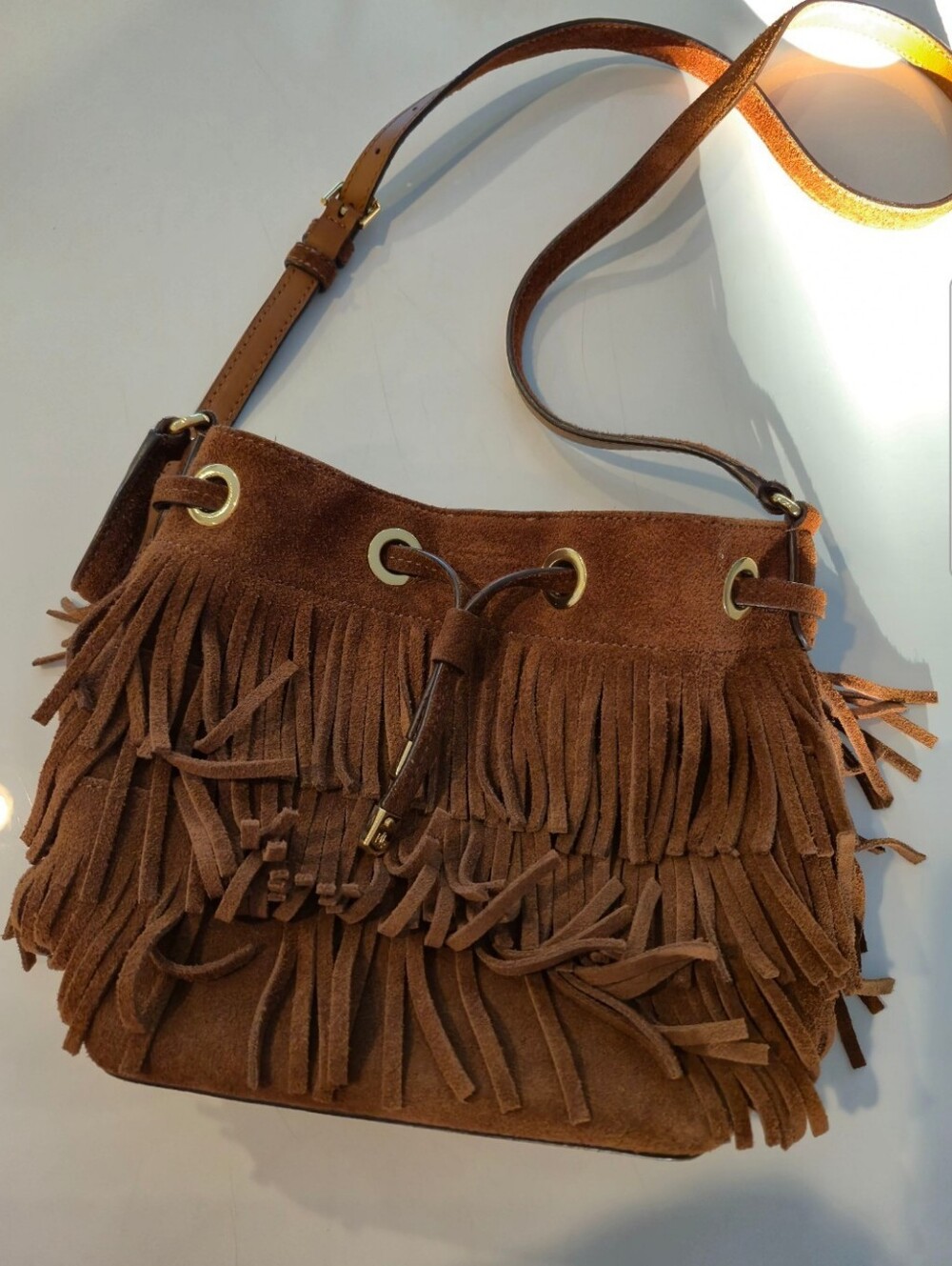 Ralph Lauren Brown Suede Fringe Crossbody Bag - Picture 6 of 6
